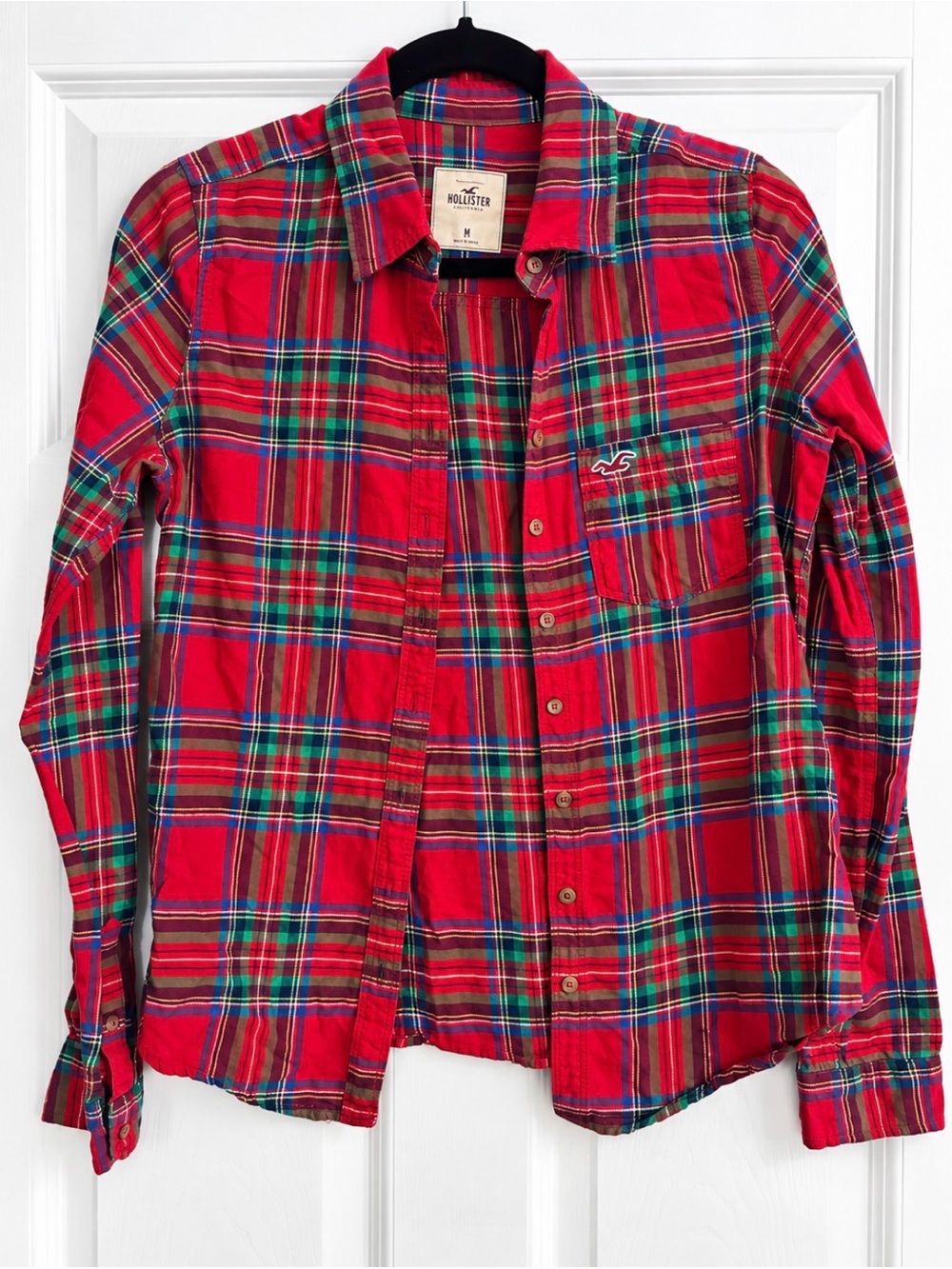 Hollister Red Green Blue Plaid Button-Down Shirt